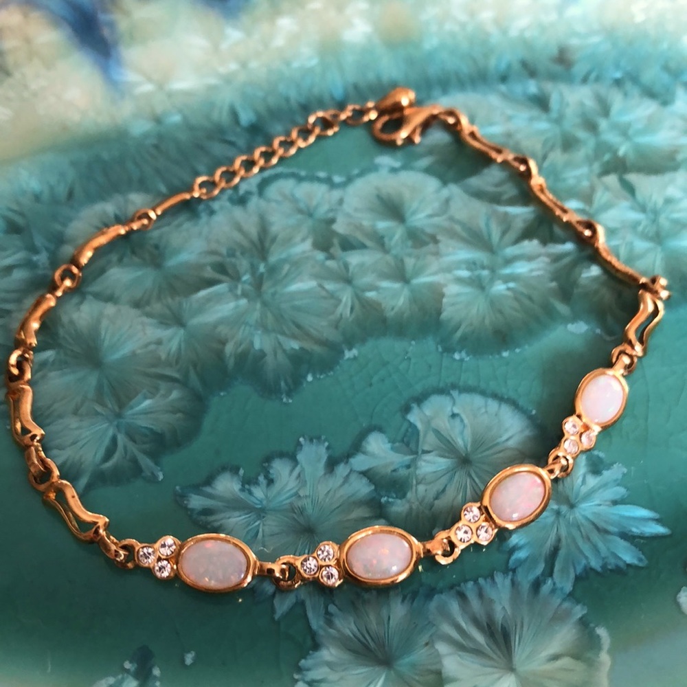Gold or Gold Color Over Sterling Silver Opal Bracelet from Australia - Picture 4 of 17